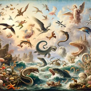 21. A Boh stvoril veľké morské obludy a každú živú dušu, ktorá sa rojí, s ktorou sa voda rojí podľa svojich druhov, a každého okrídleného vtáka, podľa svojich druhov. A Boh videl, že je to dobré.