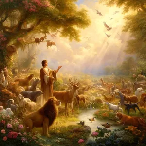 20. A človek dal mená všetkému dobytku, vtáctvu nebies i všetkým zvieratám poľa. Ale Adamovi sa nenachádzala pomoc, ktorá by bola jemu roveň.