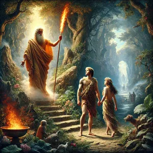 24. A vyhnal človeka; a postavil cherubínov na východ od záhrady Eden s plameňovým mečom, ktorý sa otáčal na všetky strany, aby strážil cestu k stromu života.