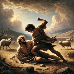 8. Kain povedal svojmu bratovi Ábelovi: „Poďme na pole.“ Keď boli na poli, Kain napadol svojho brata Ábela a zabil ho.