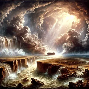 11. V šesťstom roku Nóachovho života, v druhom mesiaci, sedemnásteho dňa toho mesiaca, v ten deň sa roztrhli všetky pramene veľkej hlbiny a otvorili sa nebeské priepasti.