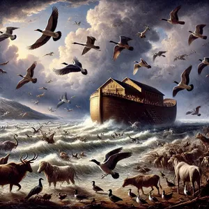 3. aj z nebeského vtáctva po sedem párov, samca a jeho samicu, aby zostalo ich potomstvo na celej zemi.