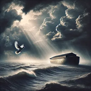 8. Potom vypustil holubicu, aby zistil, či vody opadli zo zeme.